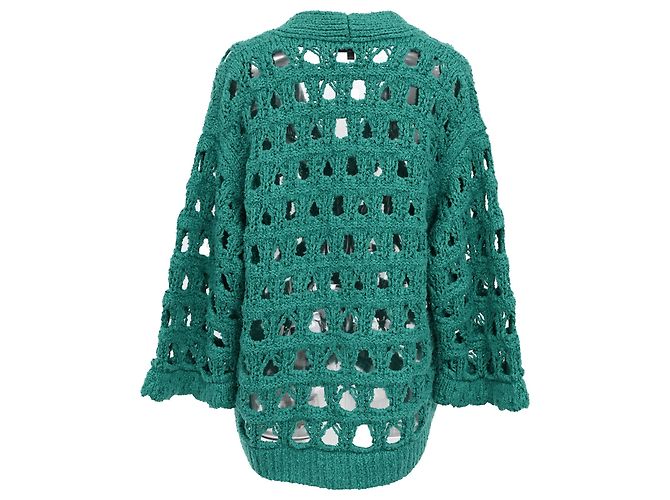 Cárdigan de punto tejido Chanel en algodón verde - vista 3