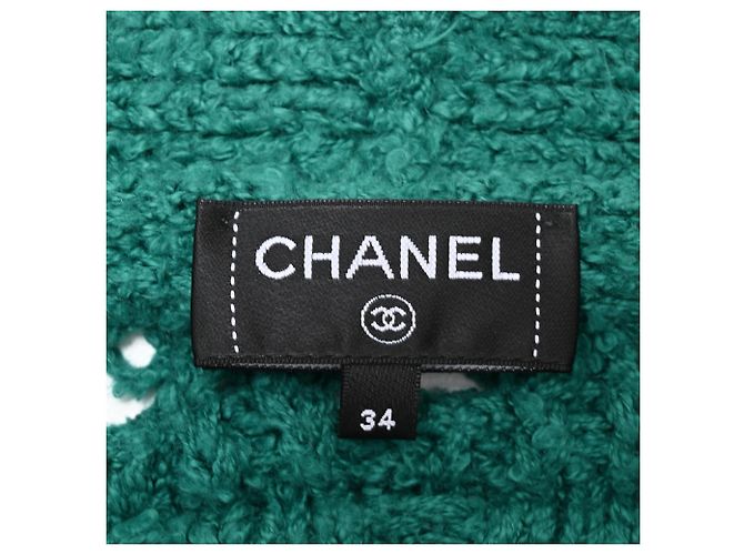 Cárdigan de punto tejido Chanel en algodón verde - vista 5