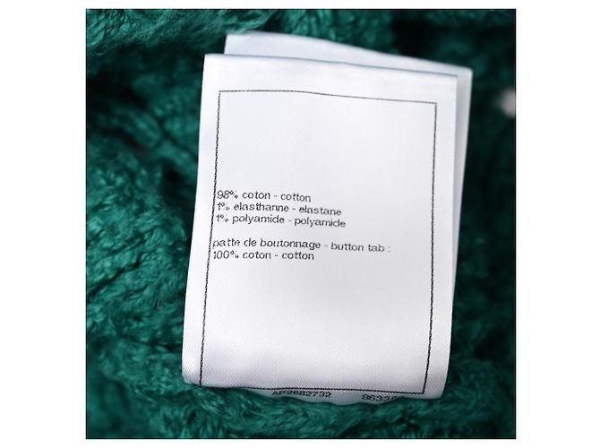 Cárdigan de punto tejido Chanel en algodón verde - vista 8