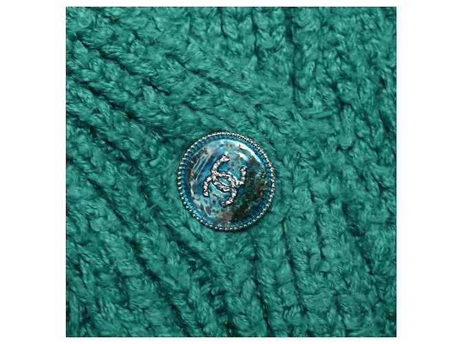Cárdigan de punto tejido Chanel en algodón verde - vista 9