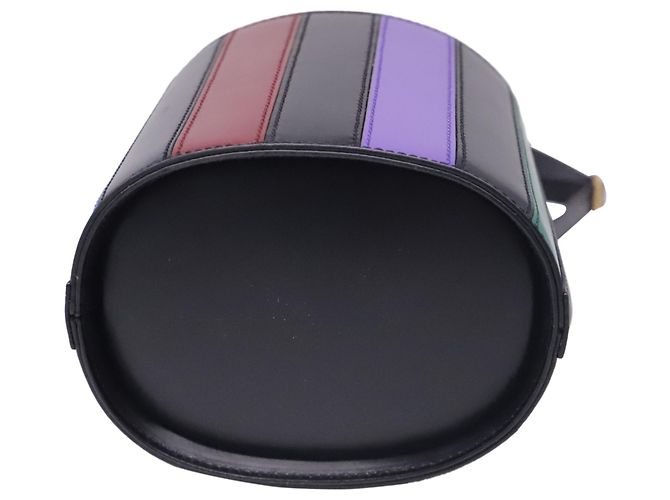 Borsa a secchiello Staud Striped Bissett in pelle nera - vista 5