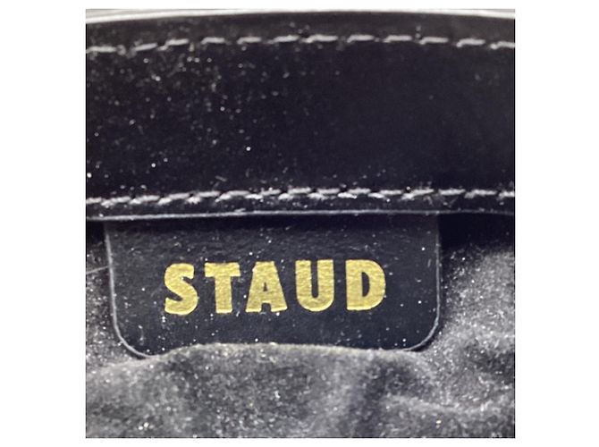 Borsa a secchiello Staud Striped Bissett in pelle nera - vista 8