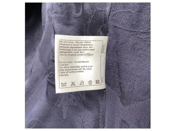 Chaqueta larga texturizada Chanel en algodón azul marino - vista 5