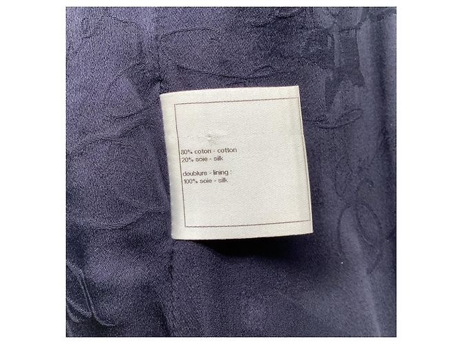 Chaqueta larga texturizada Chanel en algodón azul marino - vista 6