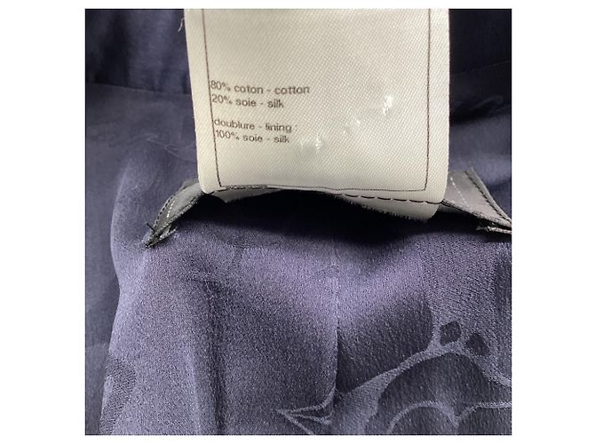 Chaqueta larga texturizada Chanel en algodón azul marino - vista 8