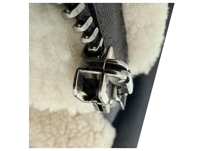 Autre Marque Giacca da aviatore Halfboy in pelle nera con shearling - vista 11