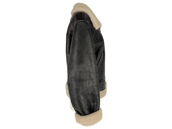 Autre Marque Giacca da aviatore Halfboy in pelle nera con shearling - vista 2