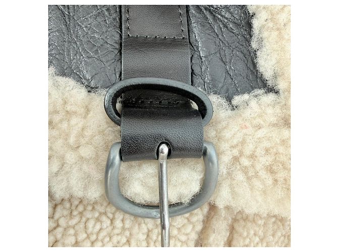 Autre Marque Giacca da aviatore Halfboy in pelle nera con shearling - vista 9