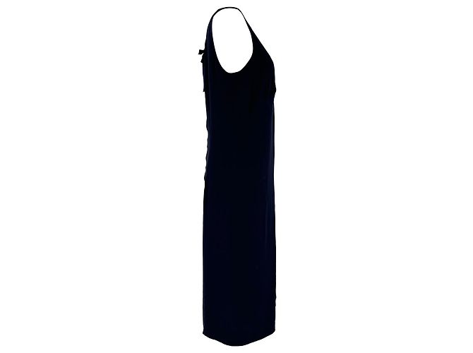 Prada ärmelloses V-Ausschnitt-Kleid aus marineblauem Polyester - Ansicht 2