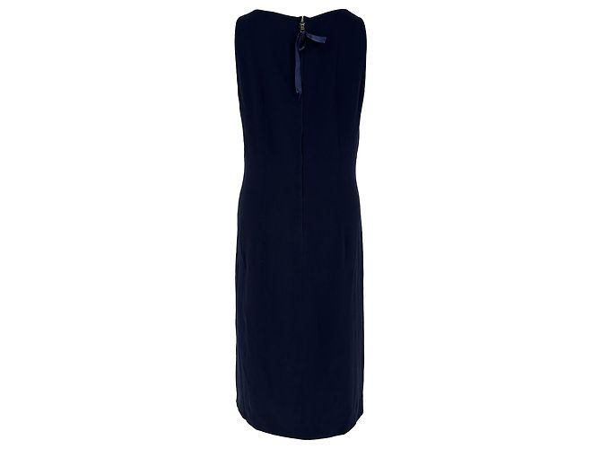 Prada ärmelloses V-Ausschnitt-Kleid aus marineblauem Polyester - Ansicht 3