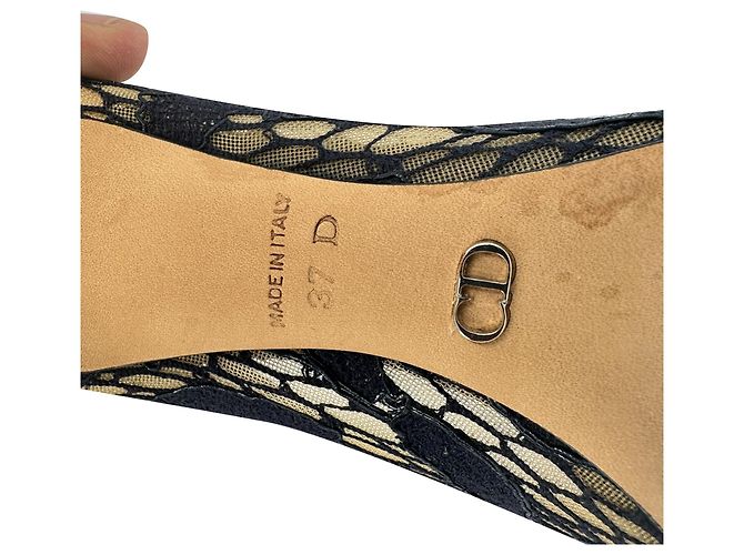 Décolleté a punta in pizzo e mesh Christian Dior in poliestere nero - vista 10