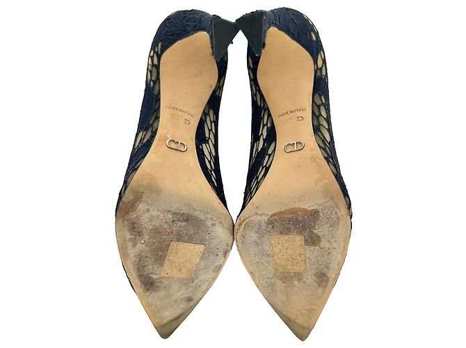 Décolleté a punta in pizzo e mesh Christian Dior in poliestere nero - vista 11