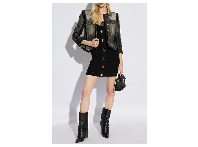 Balmain Off-the-Shoulder Strickkleid Schwarz - Ansicht 2
