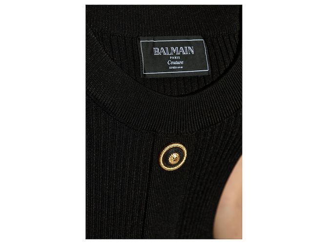 Balmain Off-the-Shoulder Strickkleid Schwarz - Ansicht 5