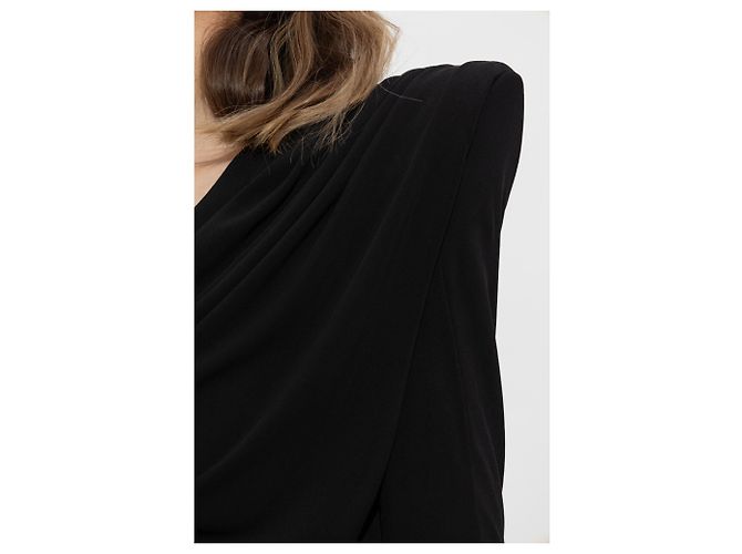 Balmain Kleid aus schwarzer Viskose mit asymmetrischem Schnitt - Ansicht 5