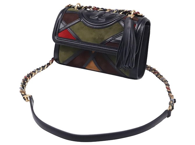 Borsa a spalla convertibile Small Fleming Marquetry Tory Burch in pelle nera - vista 2