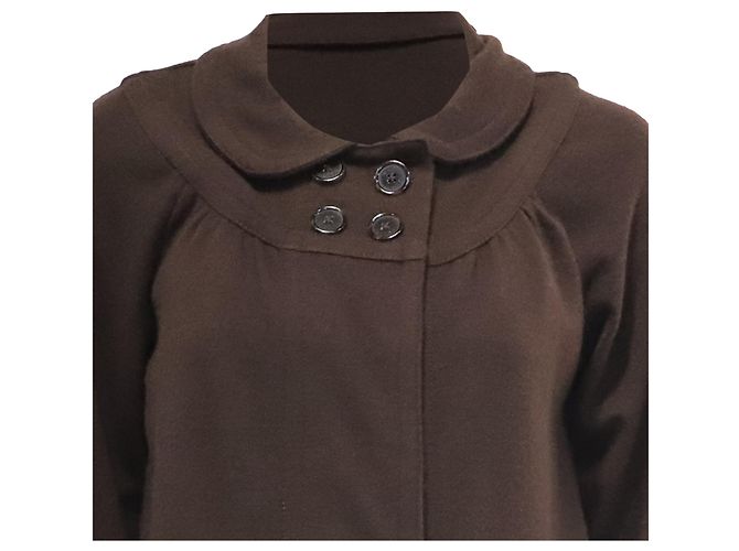 Marc Jacobs Peter Pan Collar Short Jacket in Brown Wool - view 2