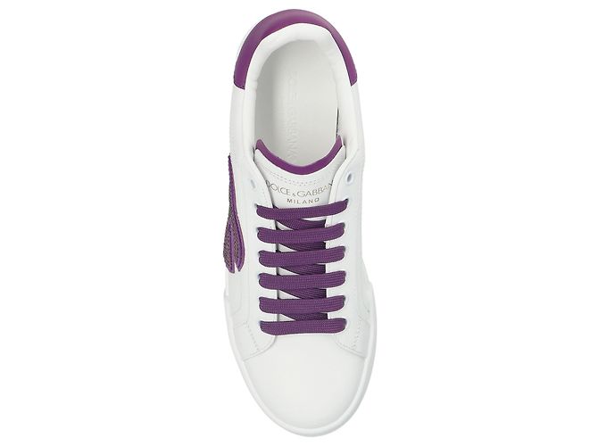 Dolce & Gabbana Sneakers in Pelle Bianca con Logo DG Cristalli - vista 3