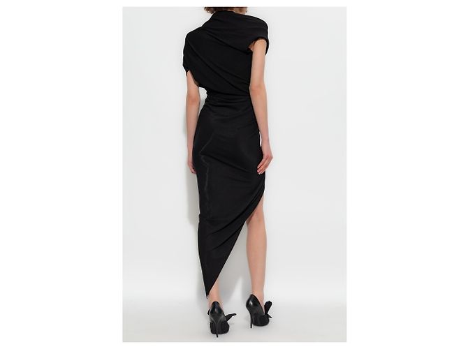 Vestido midi com drapeado preto Balenciaga - vista 4