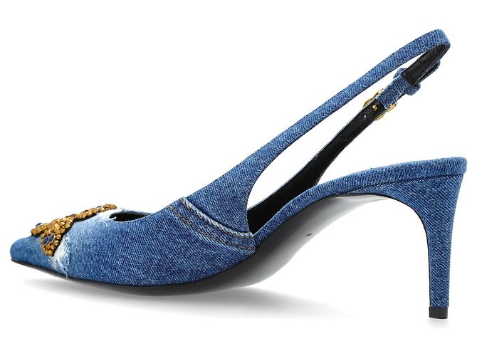 Décolleté slingback in denim Dolce & Gabbana blu - vista 2
