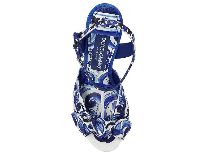 Sandales à plateforme Dolce & Gabbana bleu majolique - vue 3