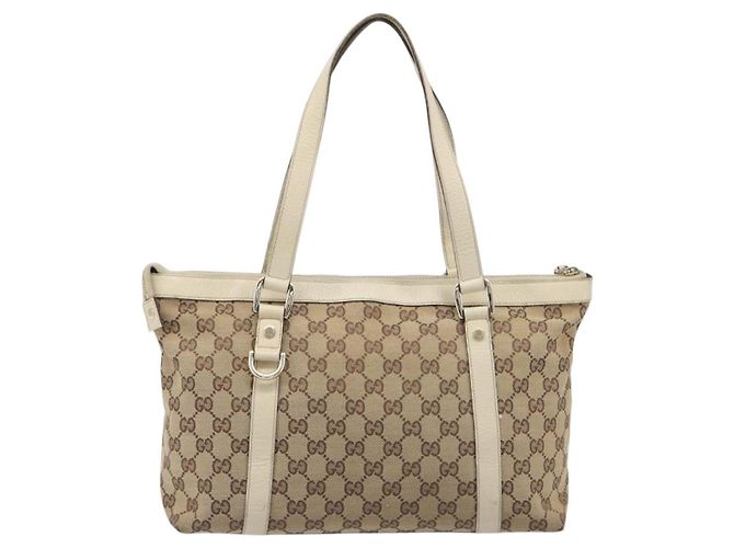 Borsa Gucci Abbey Zip Tote GG Canvas and Leather Medium - vista 2