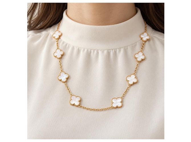 Van Cleef & Arpels Alhambra collana 10 motivi 750/18kt Gold 20,4g 40cm Full Set - vista 4