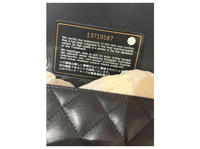 Borsa Chanel Mini Square Classic Single Flap in Pelle d'Agnello Nera - vista 8