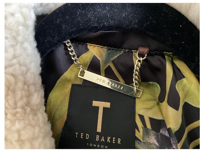 Ted Baker Giacca in pelle marrone con collo in shearling - vista 5