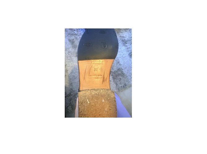 Stivali alti Hermès in pelle nera e tela multicolore - vista 4