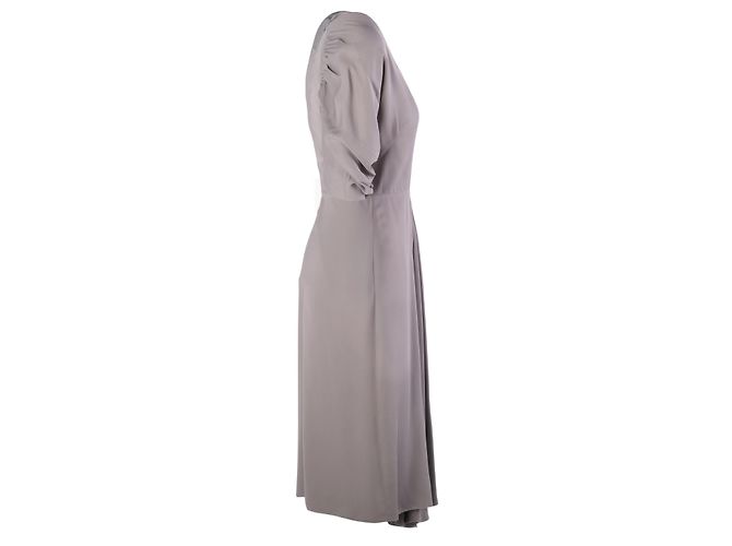 Prada Graues Midi-Kleid mit gerafften Ärmeln und Drapierung - Ansicht 2