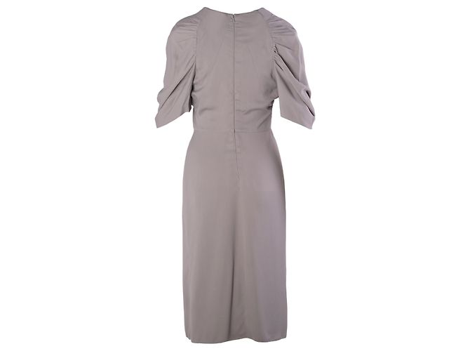 Prada Graues Midi-Kleid mit gerafften Ärmeln und Drapierung - Ansicht 3