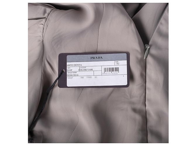 Prada Graues Midi-Kleid mit gerafften Ärmeln und Drapierung - Ansicht 8