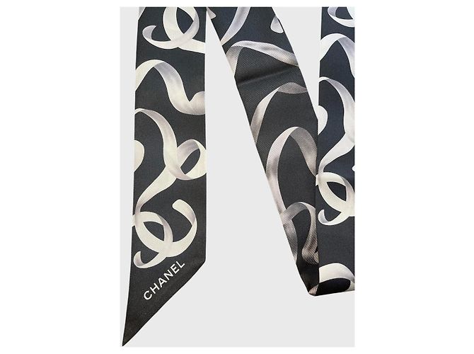Foulard slim bandeau Chanel nero - vista 2