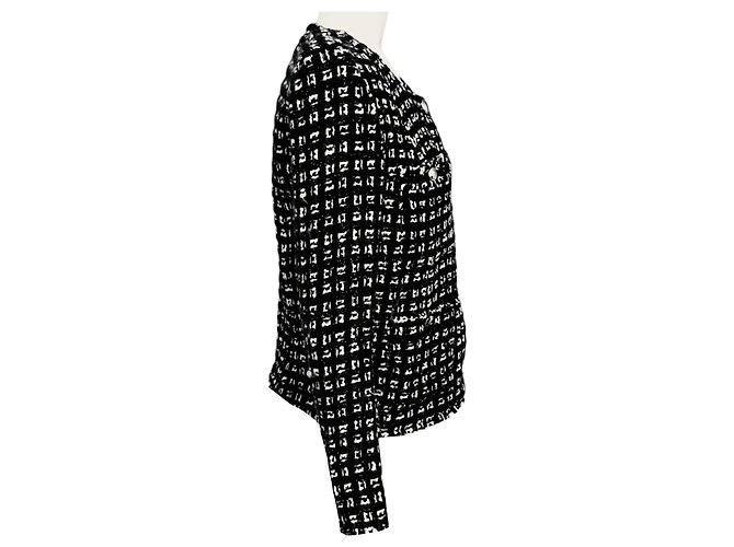 Chaqueta de tweed Tetys Iro Black / White con bordes deshilachados - vista 2