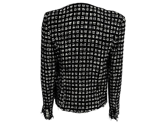 Chaqueta de tweed Tetys Iro Black / White con bordes deshilachados - vista 3