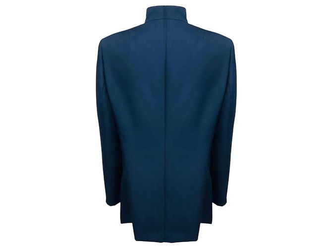 Akris Punto Navy Blue Tailored Button Front Wool Jacket - view 3