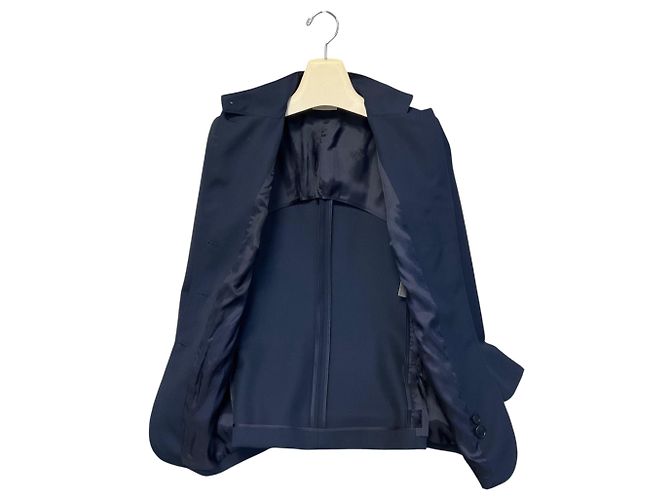 Akris Punto Navy Blue Tailored Button Front Wool Jacket - view 4