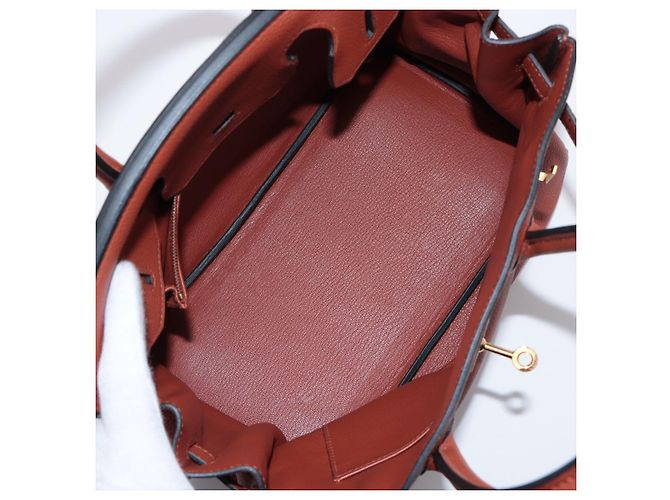 Hermès Borsa a mano Birkin 30 in pelle Taurillon Clemence Brique - vista 7