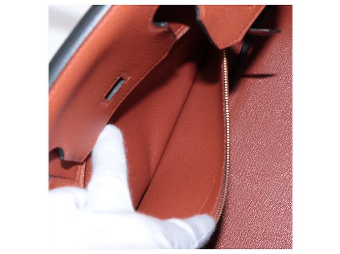 Hermès Borsa a mano Birkin 30 in pelle Taurillon Clemence Brique - vista 8