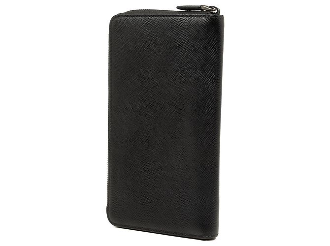 Prada Saffiano Long Wallet mit Rundum-Reißverschluss Schwarz - Ansicht 2