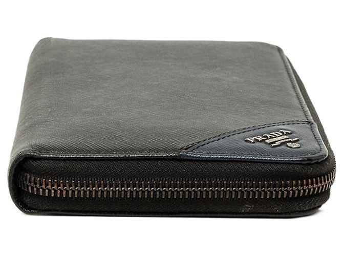 Prada Saffiano Long Wallet mit Rundum-Reißverschluss Schwarz - Ansicht 3