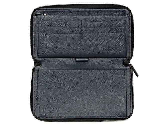 Prada Saffiano Long Wallet mit Rundum-Reißverschluss Schwarz - Ansicht 4
