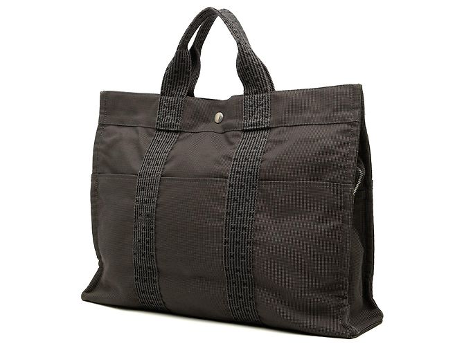 Borsa Tote Hermès Herline MM in tela grigia - vista 2