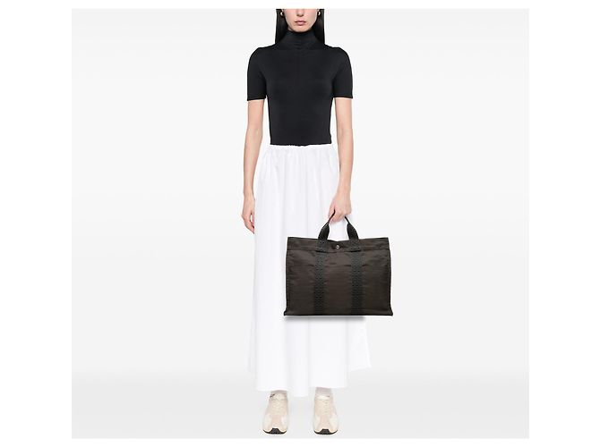 Borsa Tote Hermès Herline MM in tela grigia - vista 6