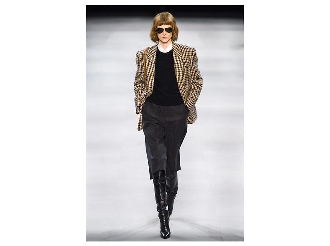 Céline Celine Culottes Plisadas de Lana Negra Hedi Slimane - vista 5