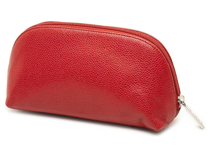Beauty case Chanel CC Caviar rosso - vista 2
