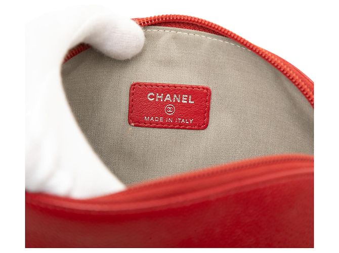 Beauty case Chanel CC Caviar rosso - vista 5