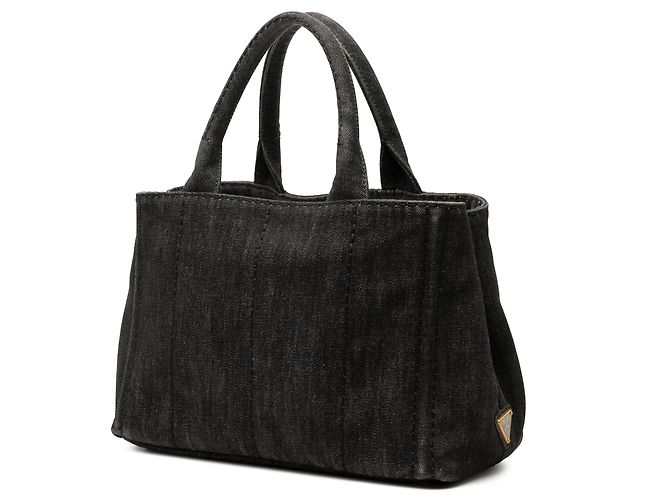 Prada Small Denim Canapa Logo Tote Satchel Grau - Ansicht 2
