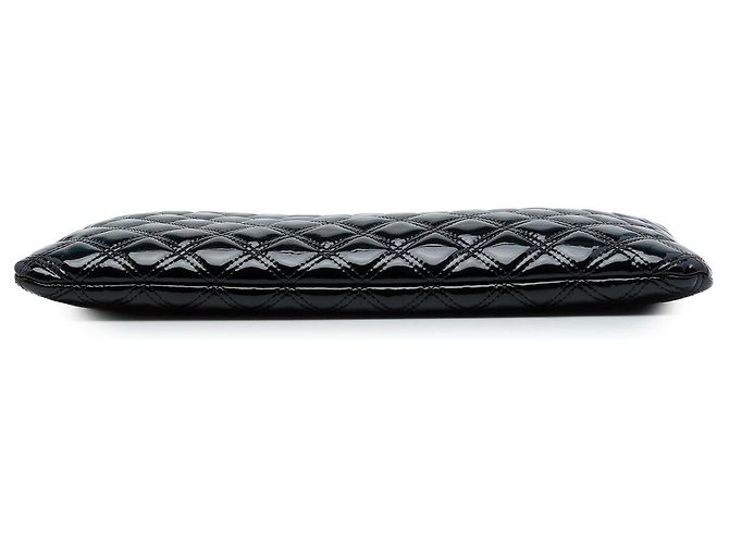 Clutch Chanel Large Quilted Patent Double Stitch O Case Nera - vista 3
